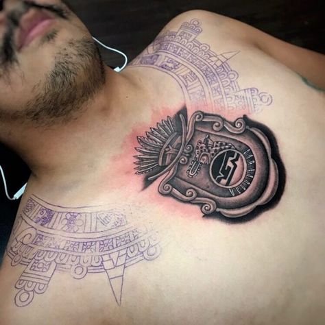 The 85 Best Aztec Tattoos for Men | Improb Aztec Chest Tattoo, Aztec Neck Tattoo, Bands Tattoo, Aztec Tattoos Sleeve, Adler Tattoo, Butterfly Tattoos Images, Aztec Tattoos, Inca Tattoo, Tattoo Chest