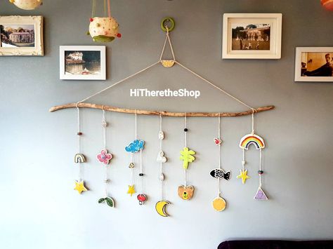 Ceramic Mobile, Garden Chimes, Mobile Home Decor, Wall Mobile, Long Wall Art, Hanging Crafts, Clay Wall Hanging, Teacher Vibes, Educational Play