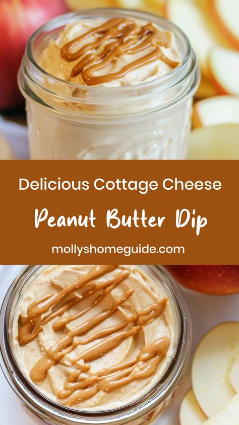 Indulge in a scrumptious snack with this easy-to-make cottage cheese peanut butter dip. The creamy texture of the cottage cheese perfectly complements the rich, nutty flavor of the peanut butter. This savory and protein-packed dip is great for spreading on crackers, fruit slices, or even veggies. It's a versatile yet delightful treat that will satisfy your cravings any time of day. Try this irresistible dip for a tasty twist on your usual snacking routine - you won't be disappointed!  Ingredient Peanut Butter Whipped Cottage Cheese, Peanut Butter Cottage Cheese Dip, Cottage Cheese With Peanut Butter, Protein Snacks Cottage Cheese, Small Curd Cottage Cheese Recipes, Bariatric Dip Recipes, Oatmeal And Cottage Cheese, Cottage Cheese Dessert Dip, Cottage Cheese Peanut Butter Dip