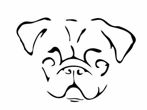 Face Outline Tattoo, Pug Accessories, Pug Tattoo, Pug Face, Face Outline, Outline Tattoo, Pug Art, Dog Line, Window Laptop