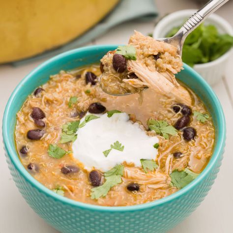 The Bariatric Food Dude: Chicken, Black Bean and Quinoa Chili Verde Creamy Chicken Fajita Soup, Fajita Soup Recipe, Fajita Soup, Chicken Soups, Chicken Fajita Soup, Slow Cooker Creamy Chicken, Chili Verde, Black Bean Chili, Six Sisters Stuff