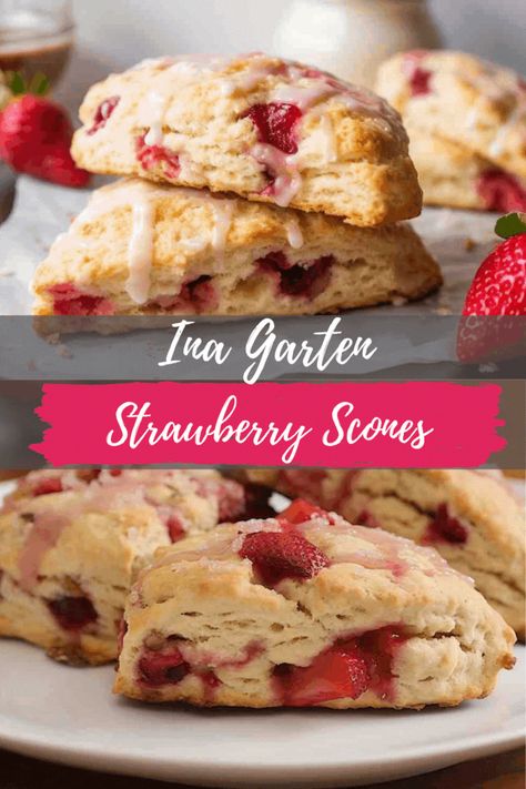 Strawberry Ricotta Scones, Strawberry Basil Scones, Strawberry Scones Recipe Easy, Sourdough Strawberry Scones, Rasberry Scones, Strawberry Breakfast Recipes, Strawberry Rhubarb Scones, Strawberry Scones Recipe, Boozy Tea