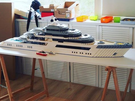 Lego Yacht, Yacht Ideas, Lego Boats, Lego Boat, Mega Yachts, Lego Army, Lego Ship, Yacht Life, Yacht Design