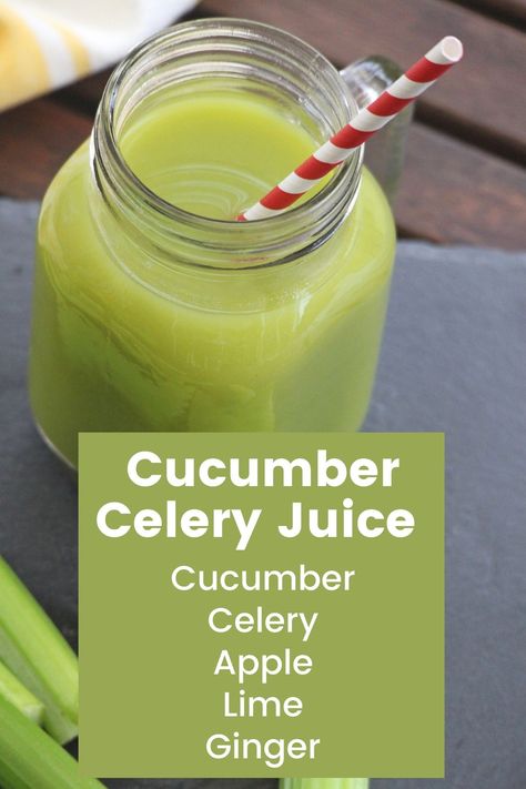 infographic with celery cucumber juice recipe Cucumber Celery Juice, Healthy Juicer Recipes, Juice Cleanse Recipes, Juice Smoothies Recipes, Baking Powder Uses, Juicy Juice, Green Juice Recipes, Juicer Recipes, Celery Juice