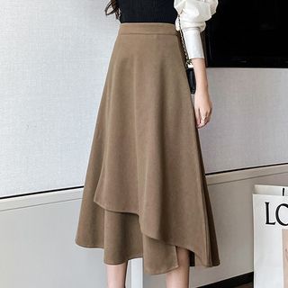 Buy Maliske Plain Asymmetrical Midi A-Line Skirt at YesStyle.com! Quality products at remarkable prices. FREE Worldwide Shipping available! Rok Korean Style, Petite Woman, Umbrella Skirt, Elegant Office, Skirts Women, Skirt For Women, Empire Dress, Skirt Midi, Casual Skirt