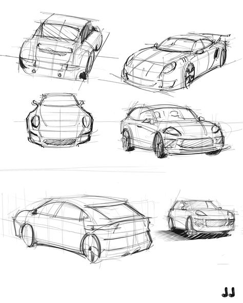 Vehicles In Perspective Drawing, Cars In 2 Point Perspective, Car Perspective Reference, Car Perspective Sketch, Car Anatomy Drawing, Car Drawing Perspective, Perspective Drawing Reference Building, How To Draw Vehicles, Car Art Reference