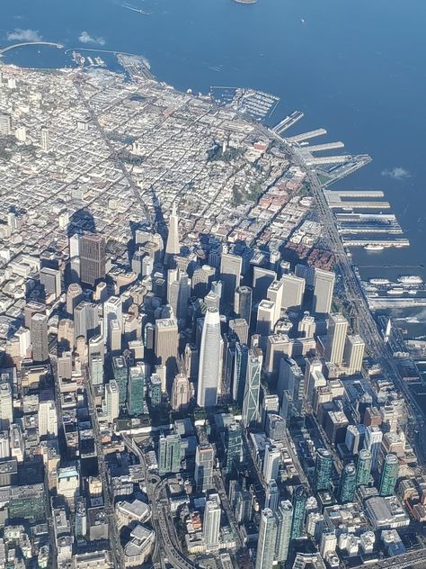 “Looking down into San Francisco from my flight this morning.” - Via Collin Quesenberry, 1-19-2023 City Skylines, California Republic, World Cities, San Fran, San Francisco Bay, San Francisco Bay Area, City Skyline, Metropolis, Bay Area