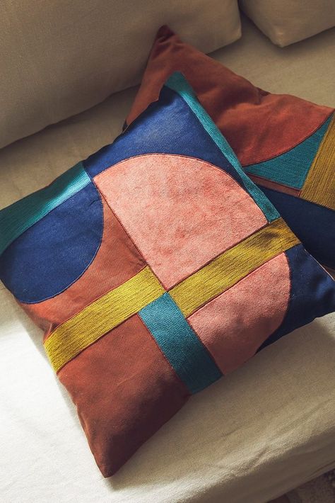 L Shaped Sofa Designs, Cushion Embroidery, Embroidered Throw Pillows, Contemporary Textiles, Fabric Stamping, Embroidered Cushions, Quilted Pillow, Interior Fabric, Cushion Design