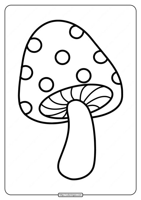 Printable Simple Mushroom Coloring Pages Mushroom Coloring Pages, Mushroom Coloring, Cartoon Mushroom, Skull Coloring Pages, Mushroom Pictures, House Colouring Pages, Mushroom Drawing, Spring Coloring Pages, Fall Coloring Pages