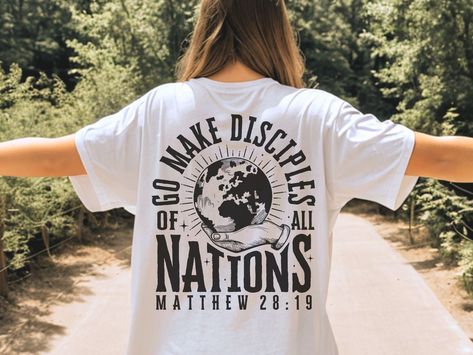 Cute Christian Graphic Tees, Vintage Christian Shirts, Go Make Disciples, Heaven Shirt, Bible Shirt, Christian Clothes, Go And Make Disciples, Christian Sublimation, Bible Shirts