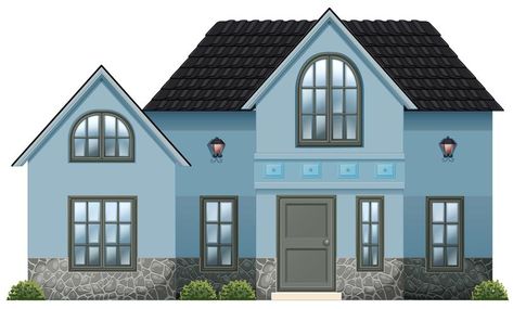 A big blue house Big Blue House, House Clipart, Pencak Silat, Villa Plan, Building Roof, House Illustration, Concrete House, Casa Exterior, Composition Design