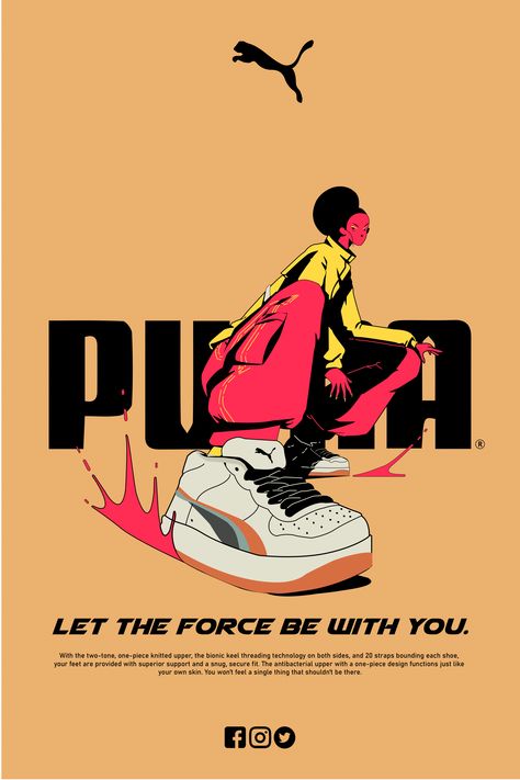 PUMA POSTER Puma Aesthetic Wallpaper, Fashion Poster Illustration, Retro Shoe Poster, Puma Poster Design, Puma Graphic Design, Nike Ads Posters, Puma Logo Wallpapers Hd, Graphic Design Shoes, Sneaker Poster Graphic Design