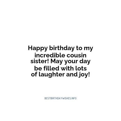 It's always nice to have a special bond with your cousin sister. Whether you’re close in age or not, birthdays are a great occasion to express your af... | # #BirthdayWishes Check more at https://www.ehindijokes.com/birthday-wishes-for-cousin-sister/ Birthday Wishes Caption For Sister, Bday Wishes For Close Friend, Wishes For Cousin, Cousin Bday Wishes, Bday Wishes For Cousin Sister, Birthday Caption For Cousin Sister, Happy Birthday Wishes To Cousin, Aesthetic Birthday Wishes For Sister, Sister Birthday Captions