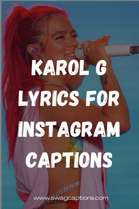 Discover the perfect Instagram captions with these catchy Karol G lyrics! From her latest albums, immerse yourself in the rhythm and find the ideal words to express yourself. Whether it's "KG0516" or "KG0516 World Tour Live," Karol G's empowering lyrics will elevate your posts to the next level! #KarolGLyrics #InstagramCaptions #MusicInspiration #CatchyLyrics #KG0516 #KarolGLyricsInspo #KarolGMusic #InstagramQuotes #MusicQuotes #EmpoweringLyrics Karol G Song Lyrics, Spanish Song Captions For Instagram, Karol G Song Captions, Reggaeton Captions For Instagram, Karol G Captions For Instagram, Karol G Captions, Karol G Lyrics Captions, Bichota Quotes, Karol G Quotes