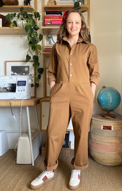 Diary of a Chain Stitcher : Caramel Twill Kim Jumpsuit from 'Sewing Basics for Every Body' Jumpsuit Pattern Sewing Free, Boiler Suit Pattern, Jumpsuit Sewing Pattern, Jumpsuit Sewing, Jumpsuit Pattern Sewing, Diy Wardrobe, Suit Pattern, Costume Store, Boiler Suit