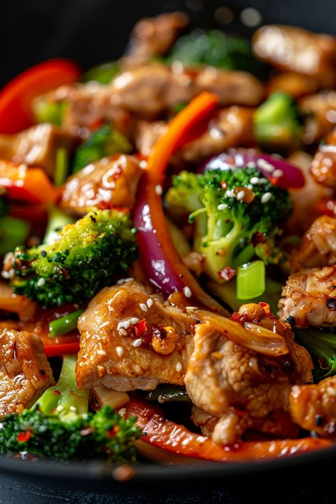 Delight your taste buds with this flavorful pork stir-fry recipe tonight! Loaded with tender pork, colorful veggies, and a savory sauce, this dish is perfect for a quick and delicious weeknight dinner. With the perfect balance of sweet and savory flavors, this pork stir-fry is sure to become a family favorite. Whip up this easy recipe in just 30 minutes for a satisfying meal that will leave everyone asking for seconds. Recipes With A Wok, Pork Vegetable Stir Fry, Stir Fry Pork Chop Recipe, Pork Noodle Stir Fry Recipes, Easy Pork Stir Fry, Pork And Pepper Stir Fry, Pork Steak Meals Dinners, Broccoli Pork Stir Fry, Hoisin Pork Stir Fry