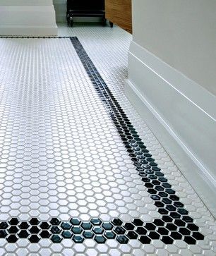 50 Unique Honeycomb Tile To Give Your Bathroom A New Look #Interior Design source: https://matchness.com/2018/11/13/50-unique-honeycomb-tile-to-give-your-bathroom-a-new-look/ Penny Tiles Bathroom, White Hexagon Tiles, Honeycomb Tile, White Bathroom Designs, Hex Tile, Penny Tile, Bath Tiles, Black And White Tiles, Downstairs Bathroom