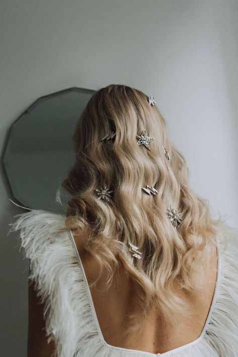 Tilly Thomas Lux hair pins and a Halfpenny London dress | Pin discovered by Kelly's closet bridal boutique in Atlanta, Georgia #beauty #style Metal Hair Accessories, Curly Hair Braids, Ombre Highlights, Looks Pinterest, Braids For Long Hair, Metallic Hair, Hair Envy, Rehearsal Dinner, Hair Accessories For Women