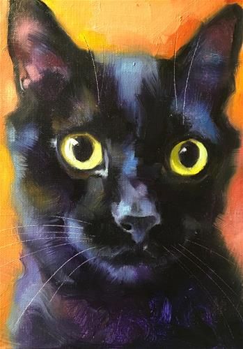 Katya Minkina, Cat Portrait Painting, Black Cat Painting, Cat Watercolor, Black Cat Art, A Black Cat, Cat Artwork, Arte Inspo, Cats Illustration