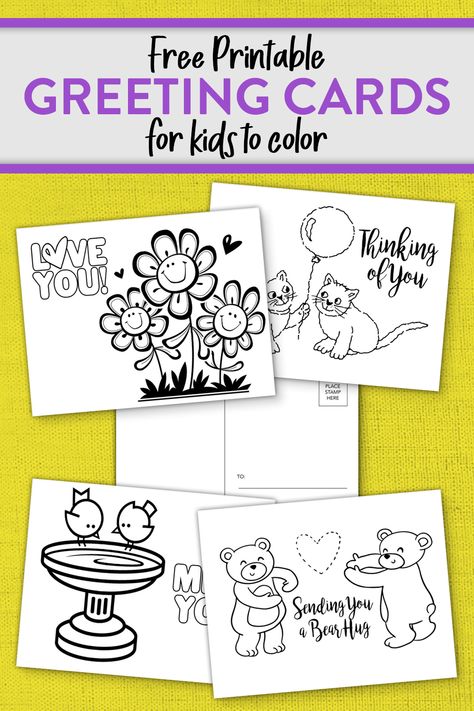 Printable Postcards that you can download in PDF, Word or Publisher formats to color and mail! It’s an easy project at home and in your Sunday school classroom. Post Card Printable, Coloring Cards Printable, Greeting Card Templates Printable, Kindness Cards Printable Free, Printable Cards Free Templates, Card Making Ideas For Kids, Free Printable Postcards, Printable Kindness Cards, Printable Cards Free