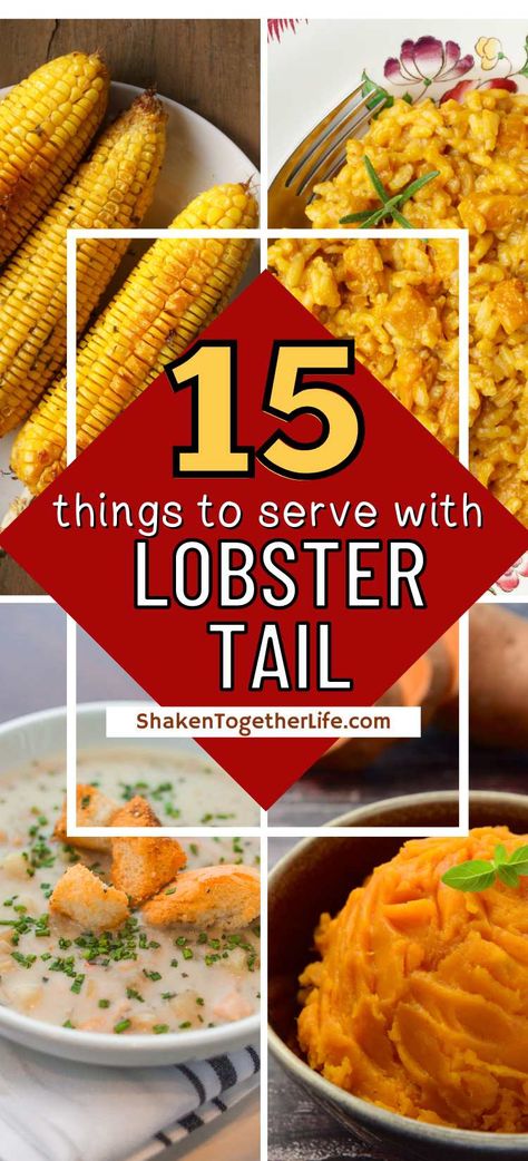 Wondering what to serve with lobster tail? These 15 side dishes are the perfect pairing for this elegant meal. Sides For Steak And Lobster Dinner, Sides For Lobster Tail, Lobster Dinner Side Dishes, Lobster Sides Ideas, Lobster Tail Sides, What To Serve With Lobster Tails, Steak And Lobster Dinner Sides, Side Dishes For Lobster Tails, Lobster Side Dishes