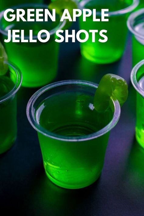 green apple jello shots recipe Green Apple Jello Shots, Apple Jello Shots, Green Apple Vodka, Apple Shots, Best Jello Shots, Jello Shots Vodka, Jello Shots Recipe, Halloween Jello Shots, Halloween Jello