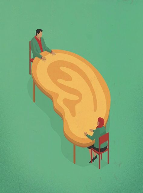 Importance Of Listening, Art Psychology, 달력 디자인, Visual Metaphor, Conceptual Illustration, Simple Illustration, Art Et Illustration, Art And Illustration, Flat Illustration