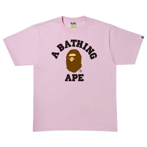 Brand New Never Worn “College Tee” In Light Pink From A Bathing Ape Brand Verified Authentic From Stock-X (Still Has Original Chip Attached) Pink Bape, Bape Pink, Bape Tee, Pink Shirt Men, Bape T Shirt, Bape Shirt, Cute Online Clothing Stores, Light Pink Shirt, College Tees