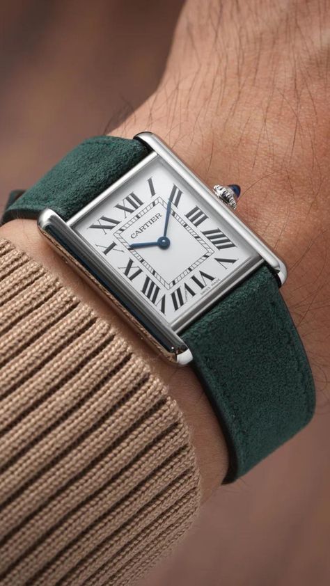 Cartier Must Tank, Engagement Watch For Men, Cartier Tank Men, Mens Cartier, Cartier Tank Must, Watch Outfit, Watches Cartier, Cartier Collection, Cartier Watches Mens