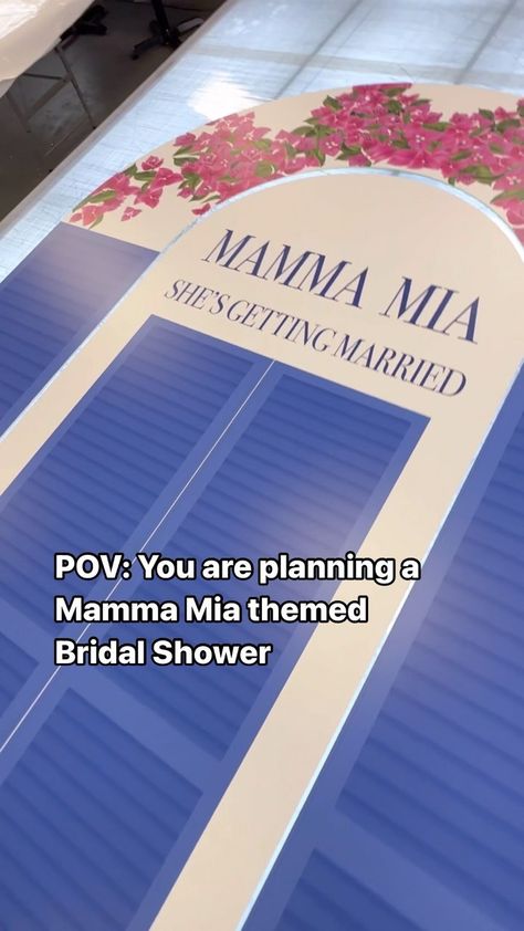 Parties & Signs | Backdrops & Signs for all Occasions🇬🇧 | Mamma Mia! She’s getting married!!! And we absolutely love it 😍😍😍. This gorgeous Mamma Mia themed backdrop has definitely stolen my… | Instagram Mamma Mia Banner, Mama Mia Backdrop, Diy Mamma Mia Decor, Bridal Shower Mamma Mia Theme, Mamma Mia Photo Backdrop, Mamma Mia Backdrop, Mamma Mia Theme Party Decorations, Mamma Mia Shes Getting Married, Mamma Mia Gimme Gimme