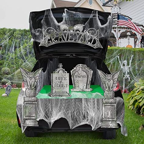 AmazonSmile: JOYIN Halloween Tombstone Trunk or Treat Archway Garage Decoration with Gargoyles, Arch Monument,Spider Web and Non-Woven Fabric for Car Garage Door Entryway Archway and Halloween Decor Outdoor : Patio, Lawn & Garden Headstone Decorations, Car Garage Door, Halloween Trunk Or Treat, Halloween Car Decorations, Headstones Decorations, Tombstone Halloween, Halloween Entryway, Halloween Garage, Trunk Or Treat Ideas