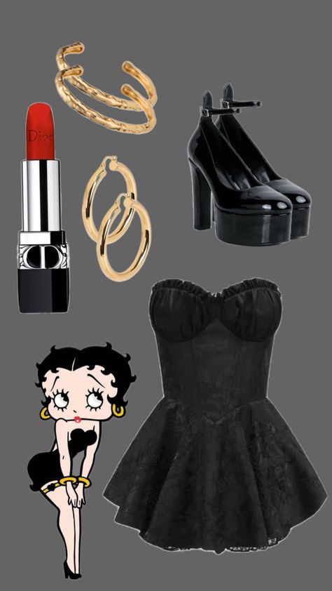 #bettyboop #outfit #bettyboopaesthetic Black Betty Boop Halloween Costume, Black Betty Boop Costume, Betty Boop Fantasia, Betty Boop Outfits, Maddie Perez Outfits, Betty Boop Halloween Costume, Betty Boop Costume, Festival Photoshoot, Betty Boop Makeup