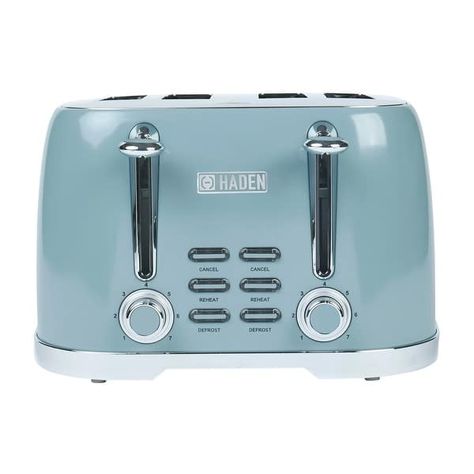 HADEN Brighton 4-Slice, Wide Slot Toaster - On Sale - Bed Bath & Beyond - 38378200 Blue Toaster, Breakfast Station, Retro Toaster, British Homes, Electric Toaster, 4 Slice Toaster, Stainless Steel Toaster, Modern Nautical, Steel House