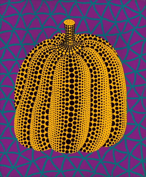 Midnight Pumpkin, Yayoi Kusama Pumpkin, Pumpkin Art, Japanese Poster, Yayoi Kusama, Art Japonais, Wall Art Canvas Painting, Painted Pumpkins, Art Plastique