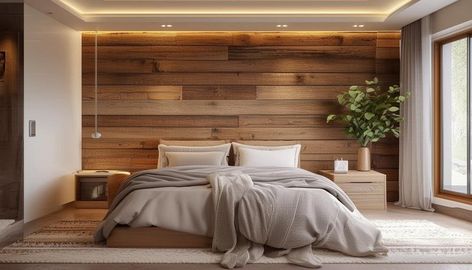 Bedroom accent wall ideas: Transform your sleeping sanctuary with these striking accent wall designs! This board showcases bold, creative, and eye-catching accent walls that add depth, texture, and major wow factor to bedrooms. From modern wallpaper patterns and shiplap treatments to sleek wood paneling and exposed brick, you'll find endless inspiration for that perfect focal point. Whether you crave a dramatic dark accent wall, a colorful geometric motif, or a rustic reclaimed wood look, these accent wall ideas promise to elevate your bedroom's style. Spavaca Soba, Bedroom Accent Wall Ideas, Bedroom Accent Wall, Dark Accent Walls, Accent Wall Ideas, House Deco, Ceiling Design Bedroom, Bedroom Accent, Dekorasi Kamar Tidur