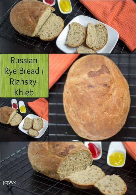 A yeast-based rustic Russian Rye Bread with the hint of caraway seeds from Russia, popularly known as Rizhsky Khleb. #rusticryebread #rizhskykhleb #ryebreadrecipe #bread #breadrecipe | vidhyashomecooking.com Russian Rye Bread, Amazing Vegetarian Recipes, Vegetarian Platter, Rye Bread Recipes, Yeast Breads, Rustic Bread, Kinds Of Desserts, Mood Food, Ancient Grains