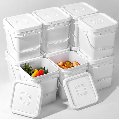 PRICES MAY VARY. Large Number of Suits: still worried about how to organize your warehouse? Our 12 4 gallon square bucket kit can solve your problem very well; Just put food, tools and other messy things in a bucket, and after labeling, it's very convenient for you to take them Safe and Harmless: our suits are made of food grade plastics, which are strong and reliable; They can withstand long term high intensity use without losing quality, without worrying about damaging your food or tools! Our Food Grade Buckets, Container Storage, White Food, Plastic Buckets, Outdoor Food, Storage Buckets, Food Storage Containers Organization, Safe Storage, Fish Camp