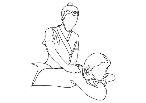 Massage Art, Relaxed Woman, Remedial Massage, Back Massage, Pointing Hand, Professional Massage, Continuous Line Drawing, Hand Drawn Logo, Continuous Line