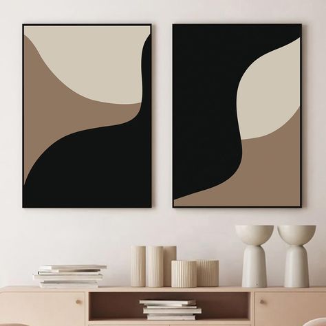 Brown And Black Wall Art, Abstract Painting Boho, Black And Brown Painting, Minimalist Art Canvas, 2 Canvas Painting Ideas Abstract, Canvas Painting Ideas For Room, Brown Decor Bedroom, Painting Ideas On Canvas For Living Room, Painting For Bedroom Walls Canvases