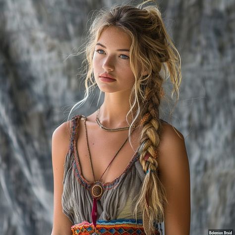 25 Chic Pool Hairstyle Ideas Long Hairstyles Boho, Loose Curly Braid, Female Pirate Hairstyles, Bohemian Side Braid, Poolside Hairstyles, Textured Braid, Loose Side Braid, Braid Waves, Dutch Pigtail Braids