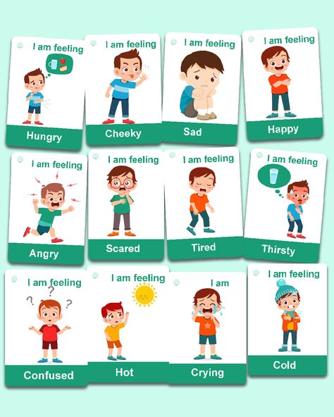 Feelings Quotes In Hindi, Verb English, Feelings Flashcards, Emotions Flashcards, Emotion Cards, Emotions Quotes, Daily Routine Activities, I Am Hungry, Emotions Preschool