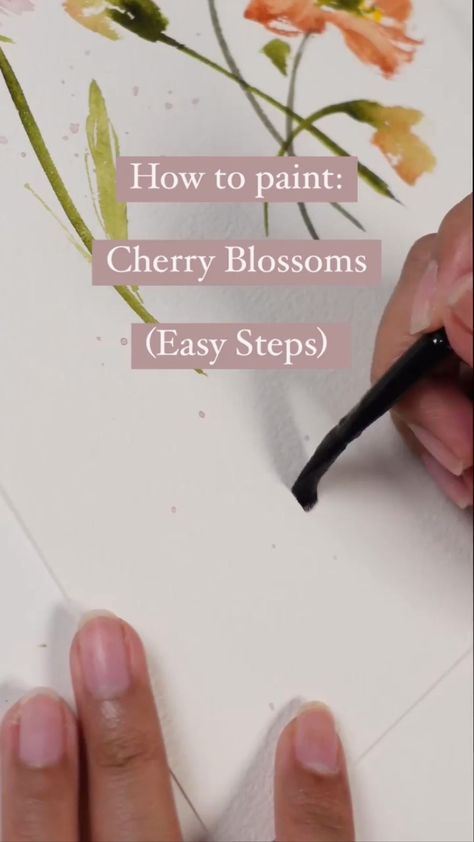 artphilosophyco on Instagram: Easy tutorial on HOW TO PAINT CHERRY BLOSSOMS 🌸 By @jennyfloresart ✅ Comment what flower should I do next ⬇️😍🌷 . . . . .… Cherry Blossom Painting Tutorial, Easy Cherry Blossom Painting, How To Paint Cherry Blossoms, Cherry Blossom Painting Acrylic, Blossom Painting, Cherry Blossom Painting, Acrylic Tutorials, White Cherry Blossom, Cherry Blossom Flowers