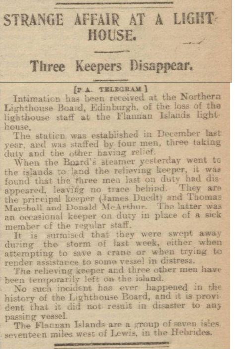 The 115-Year-Old Mystery of Flannan Lighthouse's Missing Keepers. The island of Eilean Mor, one of the 7 islets (also known as the “Seven Hunters”) of the Flannan Isles off the coast of northwestern Scotland. Eilean Mor had its peculiarities. The island’s only permanent residents were sheep, and herders referred to it as “the other country,” believing it to be a place touched by something paranormal.uninhabited. Hunters Journal, Winchester Journal, John Winchester Journal, Paranormal Aesthetic, Real Haunted Houses, John Winchester, Lighthouse Keeper, Newspaper Headlines, The Third Man