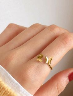 Butterfly Cuff, Casual Rings, Cuff Ring, Gold Ring Designs, Ringe Gold, Cuff Rings, Cute Rings, Hand Jewelry, Diy Schmuck