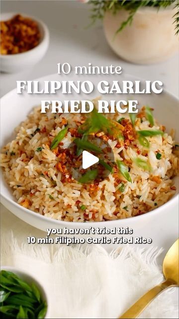 Oahu Family Fun - Activities & Events on Instagram: "Yum! I want some for breakfast!  @takestwoeggs 10 minute Filipino Garlic Fried Rice 🍚  If you love garlic, then you’re missing out if you haven’t tried this garlic fried rice! The crispy garlic bits paired with the soft rice are the ultimate garlic experience. Use this dish as a versatile side or add some protein for a quick and easy meal. Don’t forget to tag your garlic lover friends below 👯‍♀️  Tap the link in my @takestwoeggs bio for to the detailed guided recipe✨  . . . . . #garlicfriedrice #friedrice #filipinorecipes #filipinofood #sinangag #easyrecipes #garliclovers #oahufoodie #hawaiifoodie" Filipino Garlic Rice, Garlic Fried Rice Filipino, Garlic Rice Filipino, Filipino Garlic Fried Rice, Filipino Rice, Breakfast Fried Rice, Garlic Fried Rice, Crispy Garlic, Garlic Rice