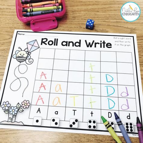 Hands On Alphabet Activities, Natalie Lynn, Roll And Write, Alphabet Centers, Literacy Centers Kindergarten, Kindergarten Letters, Kindergarten Ela, Kindergarten Lesson Plans, Kindergarten Centers