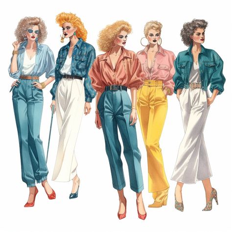 80s Outfits Women 1980s, 80s Catalog, Retro 80s Outfits, 80s Fashion For Women 1980s Outfits, 80s Outfits Women, Women Editorial, 80s Vintage Fashion, 1980s Outfits, Clothing Drawing