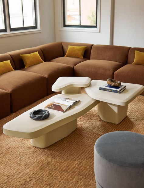 Maro Indoor / Outdoor Sculptural Nesting Coffee Table Round Plinth Coffee Table, Modular Sofa With Coffee Table, Coffee Table Modular, Stone Wood Coffee Table, Marble Plinth Coffee Table, Oversized Coffee Table Living Rooms, Trending Coffee Tables 2024, Layered Coffee Tables, Post Modern Coffee Table