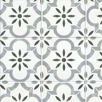 Patterned Cement Tile, Bar Tile, Farmhouse Flooring, Artisan Tiles, Arabesque Pattern, Backsplash Designs, White Sideboard, Black And White Tiles, The Tile Shop