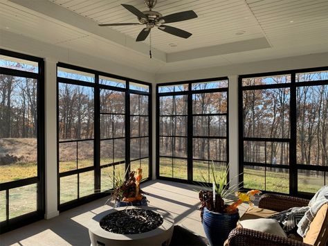 Vinyl Pane Windows Gallery - Sunroom Solutions Black Windows Sunroom, 3 Season Porch Ideas Sunroom, Enclosed Patio Ideas Sunroom, Basement Sunroom, 3 Season Porch Ideas, 4 Season Sunroom Ideas, Enclosed Sunroom, Enclosed Patio Ideas, Sunroom Windows